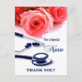Danke, Krankenschwester. Rose und Stethoscope Postkarte (Vorderseite)