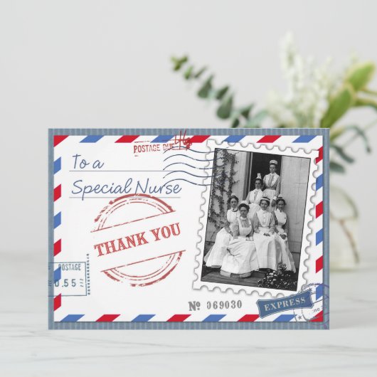 Danke, Krankenschwester. Vintage Krankenversicheru Dankeskarte (Stehend Vorderseite)