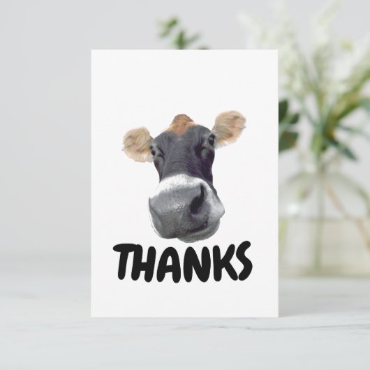 Danke, Kuhgesicht Dankeskarte (Stehend Vorderseite)