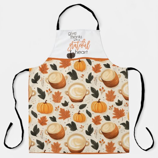 Danke, Kürbis und Herbstlaub Schürze (Vorderseite)