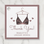Danke, Lace Watercolor Lingerie Brautparty Geschenkanhänger (Vorderseite)