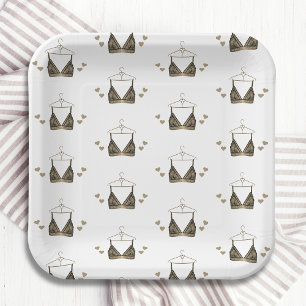 Danke, Lace Watercolor Lingerie Brautparty Pappteller