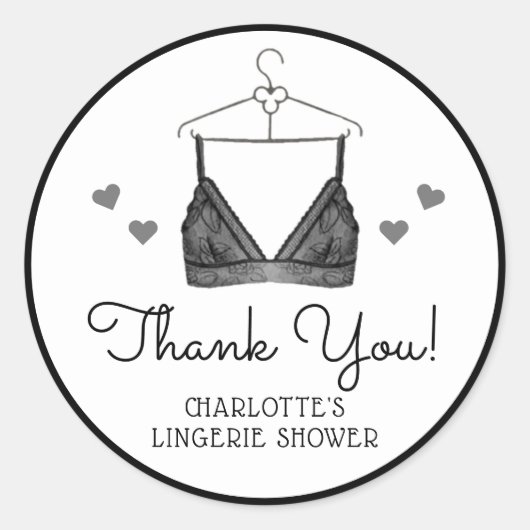 Danke, Lace Watercolor Lingerie Brautparty Runder Aufkleber (Vorderseite)