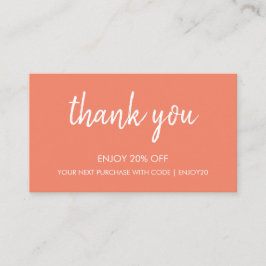 Danke, Lachs | Moderne Minimalistische Handschrift Rabattkarte