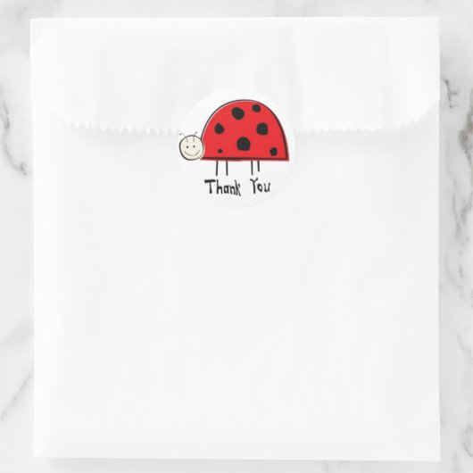 Danke Ladybug Runder Aufkleber (Tasche)