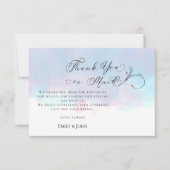Danke Leaf Script Foto Pastel Watercolor Wedding (Vorderseite)