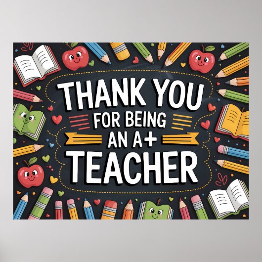 Danke Lehrer Anerkennung Poster (Vorne)