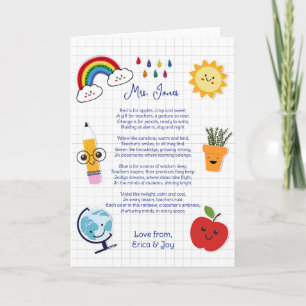 Danke Lehrer Anerkennung Regenbogen Wolke Gedicht Karte