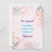 Danke, Lehrer. Bearbeitbare Lehrer- und Kindername Dankeskarte (Vorderseite)