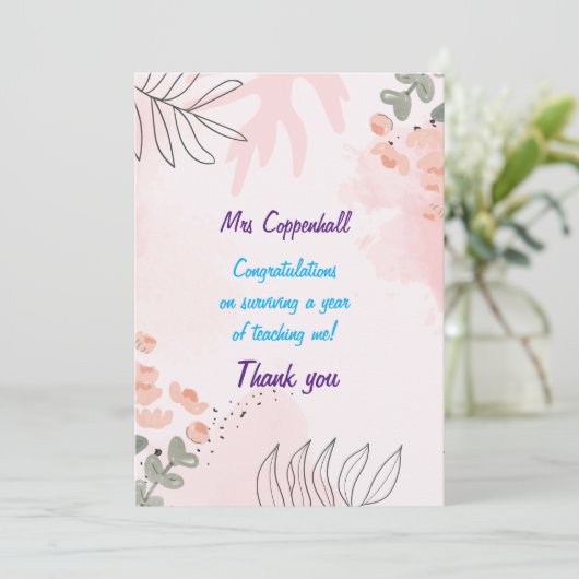 Danke, Lehrer. Bearbeitbare Lehrer- und Kindername Dankeskarte (Stehend Vorderseite)