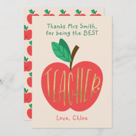 Danke, Lehrer, Bester je Lehrer, Niedlicher Apple Dankeskarte