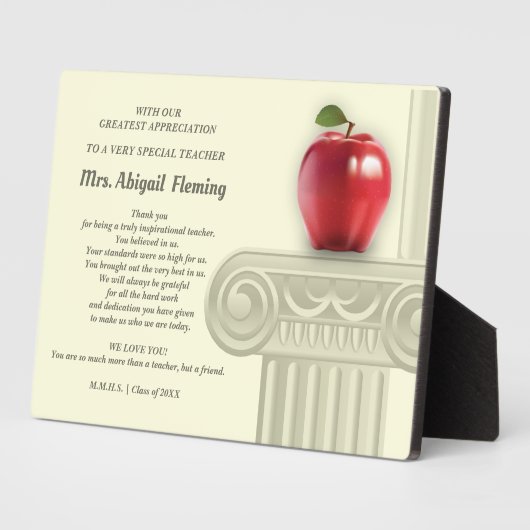 Danke, Lehrer. Bildung Symbole Individuelle Name Fotoplatte (Seite)