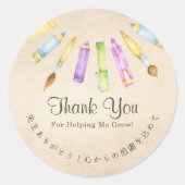 Danke Lehrer Bleistifte Pastell Kraft Wasserfarbe Runder Aufkleber (Vorderseite)