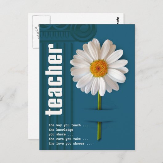 Danke, Lehrer. Daisy Design Postcard Postkarte (Vorne/Hinten)