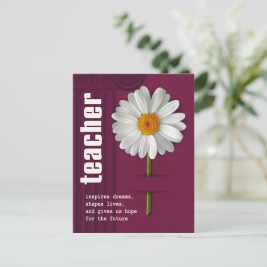 Danke, Lehrer. Daisy Design Postkarte (Stehend Vorderseite)