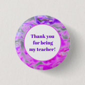 Danke Lehrer Dankbarkeit Rosa Lila Tie-Dye Button (Vorderseite)