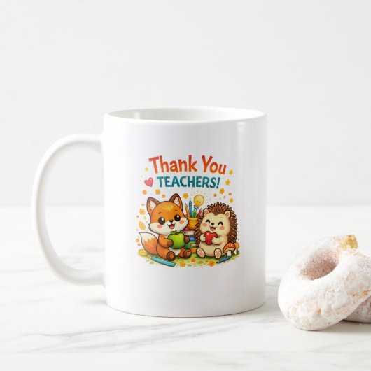 Danke Lehrer Design Süßes Dankeschön Geschenk Kaffeetasse (Mit Donut)