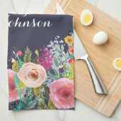 Danke Lehrer gemaltes BlumenGeschirrtuch Küchentuch (Viertel Falte)