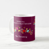 Danke, Lehrer. Individuelle Name-Geschenk Kaffeetasse (Vorderseite Links)