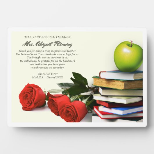 Danke, Lehrer. Individuelle Name Gift Plaques Fotoplatte (Vorderseite)