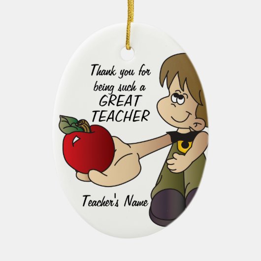 Danke - Lehrer - Junge Keramik Ornament (Vorne)