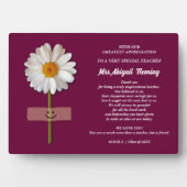 Danke, Lehrer. Lächeln Daisy Custom Gift Fotoplatte (Vorderseite)