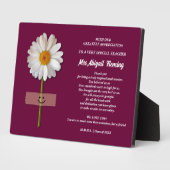 Danke, Lehrer. Lächeln Daisy Custom Gift Fotoplatte (Seite)