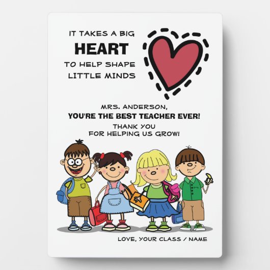 Danke, Lehrer. Schulkids & Quote Plaque Fotoplatte (Vorderseite)