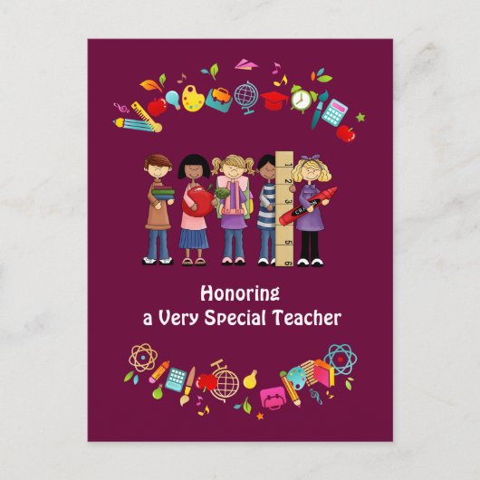 Danke, Lehrer. Schulkinder Postkarte (Vorderseite)