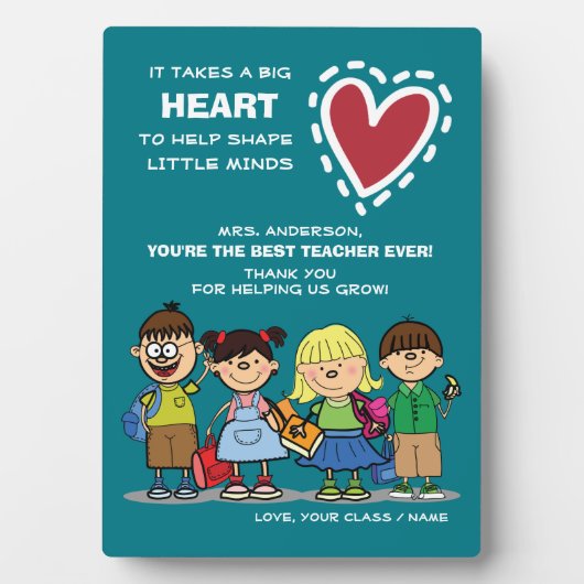 Danke, Lehrer. Schulkinder und Kostenvoranschlag Fotoplatte (Vorderseite)