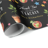 Danke Lehrer Tafel Apfel Personalisiert Geschenkpapier (Rolleneckpunkt)