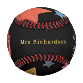 Danke Lehrer Tafel Sterne Personalisiert Baseball (Vorderseite)