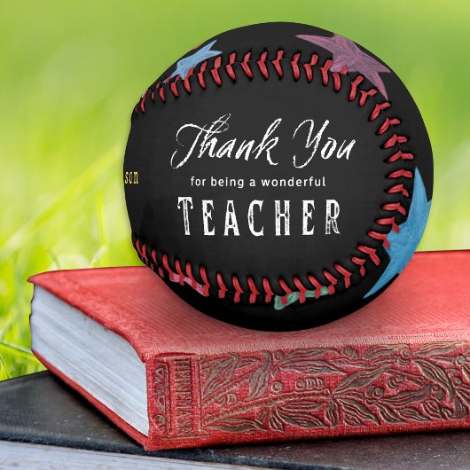 Danke Lehrer Tafel Sterne Personalisiert Baseball