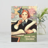 Danke, Lehrer. Vintag Art Flat Card Dankeskarte (Stehend Vorderseite)