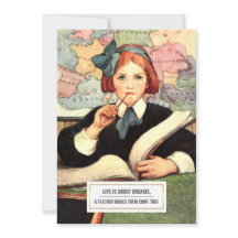 Danke, Lehrer. Vintage Kunstflachkarten