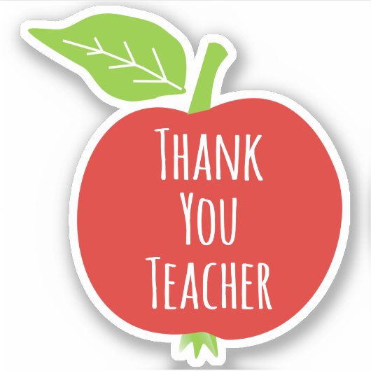 Danke, Lehrer weiß Text rot Apfel Aufkleber (Vorderseite)