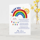 Danke Lehrer Wertschätzung Regenbogenwolke Gedicht Karte (Gelbe Blume)