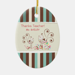 Danke Lehrer, Whimsical Bird Strip Keramik Ornament