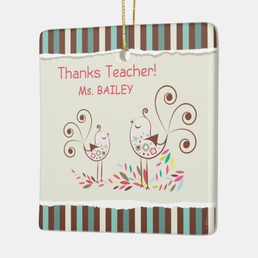 Danke Lehrer, Whimsical Bird Strip Keramikornament (Links)