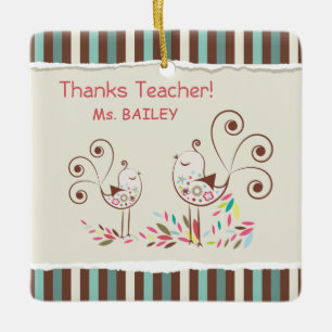 Danke Lehrer, Whimsical Bird Strip Keramikornament