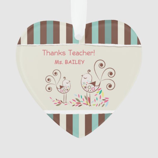 Danke Lehrer, Whimsical Bird Strip Ornament (Vorderseite)