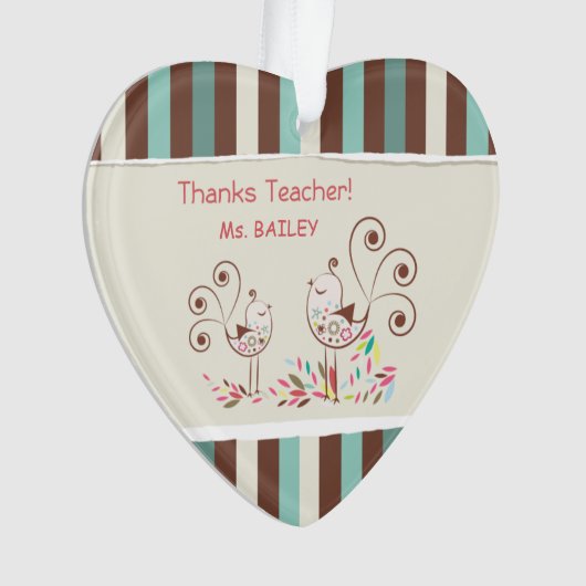 Danke Lehrer, Whimsical Bird Strip Ornament (Vorderseite)