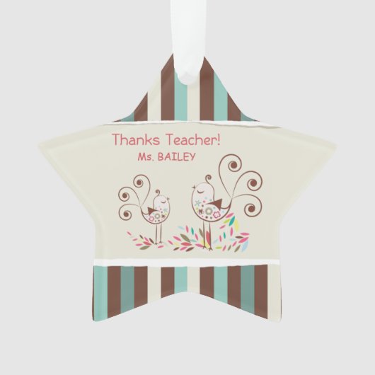Danke Lehrer, Whimsical Bird Strip Ornament (Vorderseite)