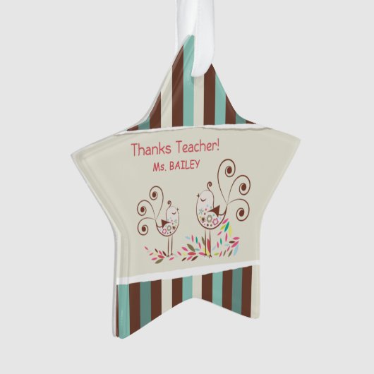 Danke Lehrer, Whimsical Bird Strip Ornament (Vorderseite)