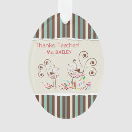 Danke Lehrer, Whimsical Bird Strip Ornament
