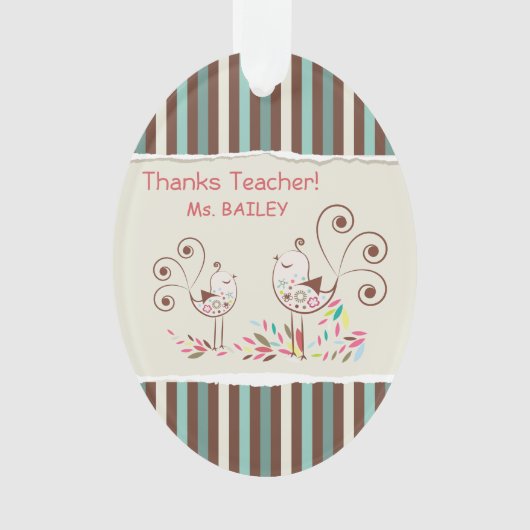 Danke Lehrer, Whimsical Bird Strip Ornament (Vorderseite)