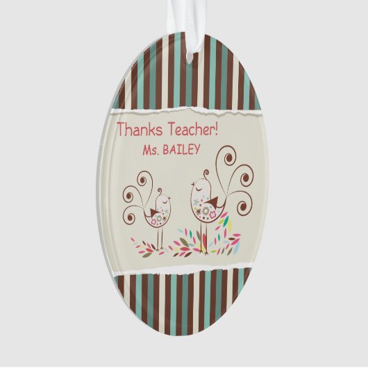 Danke Lehrer, Whimsical Bird Strip Ornament (Vorderseite)
