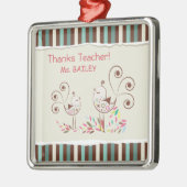 Danke Lehrer, Whimsical Bird Strip Ornament Aus Metall (Links)