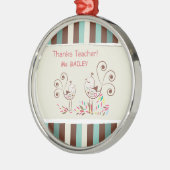 Danke Lehrer, Whimsical Bird Strip Ornament Aus Metall (Links)