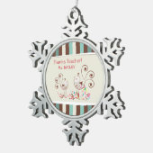 Danke Lehrer, Whimsical Bird Strip Schneeflocken Zinn-Ornament (Rechts)